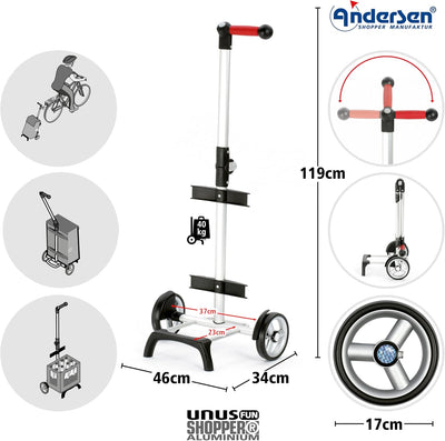 Andersen Shopper Unus Fun Alu mit Rad Ø 17 cm und 47 Liter Tasche Mia anthrazit, Mia Anthrazit