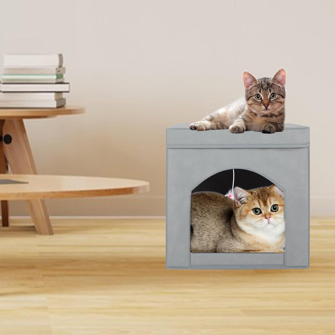 powerking Klappbares Katzenbett für Indoor-Katzen oder Kätzchen, Faltbarer Katzensitz mit Würfel und