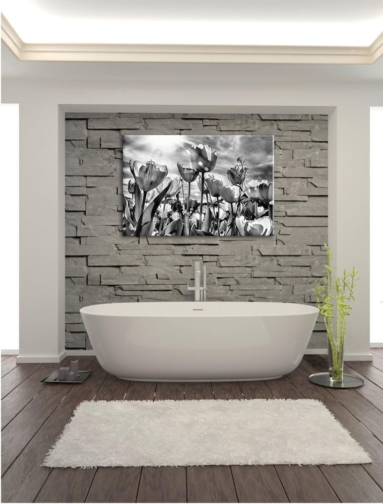 Pixxprint Blumenwiese / 100x70cm Leinwandbild bespannt auf Holzrahmen/Wandbild Kunstdruck Dekoration