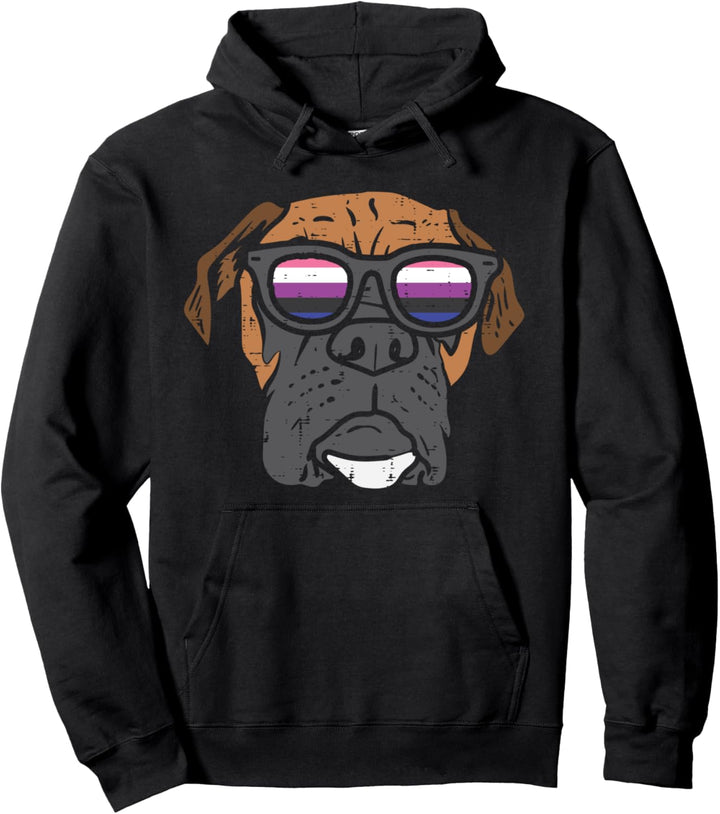 Boxer Dog LGBTQ Genderfluid Flag Non-Binary Dog Lover Pullover Hoodie