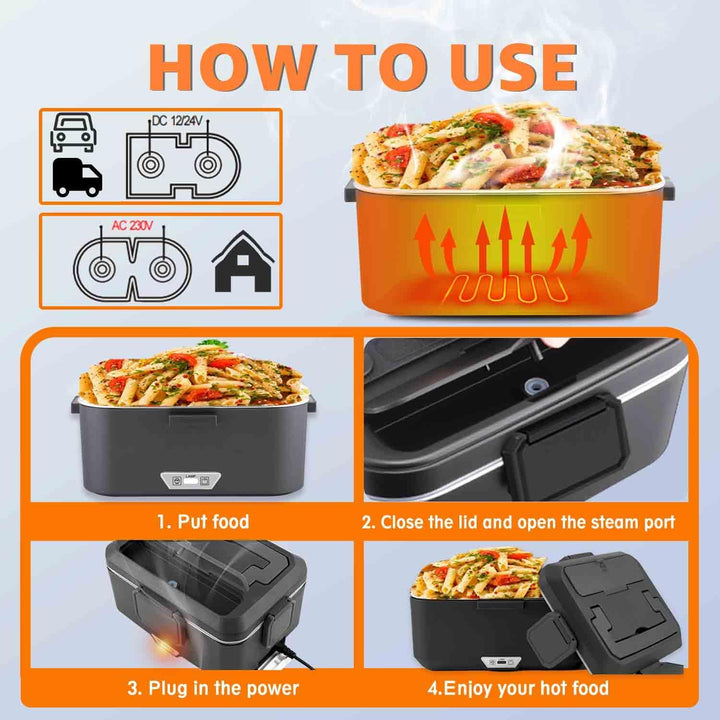 Kimfead Elektrische Lunchbox 80W 2,5L Edelstahl Entnehmbare Tragbarer brotdose 12V/24V/230V Insulate