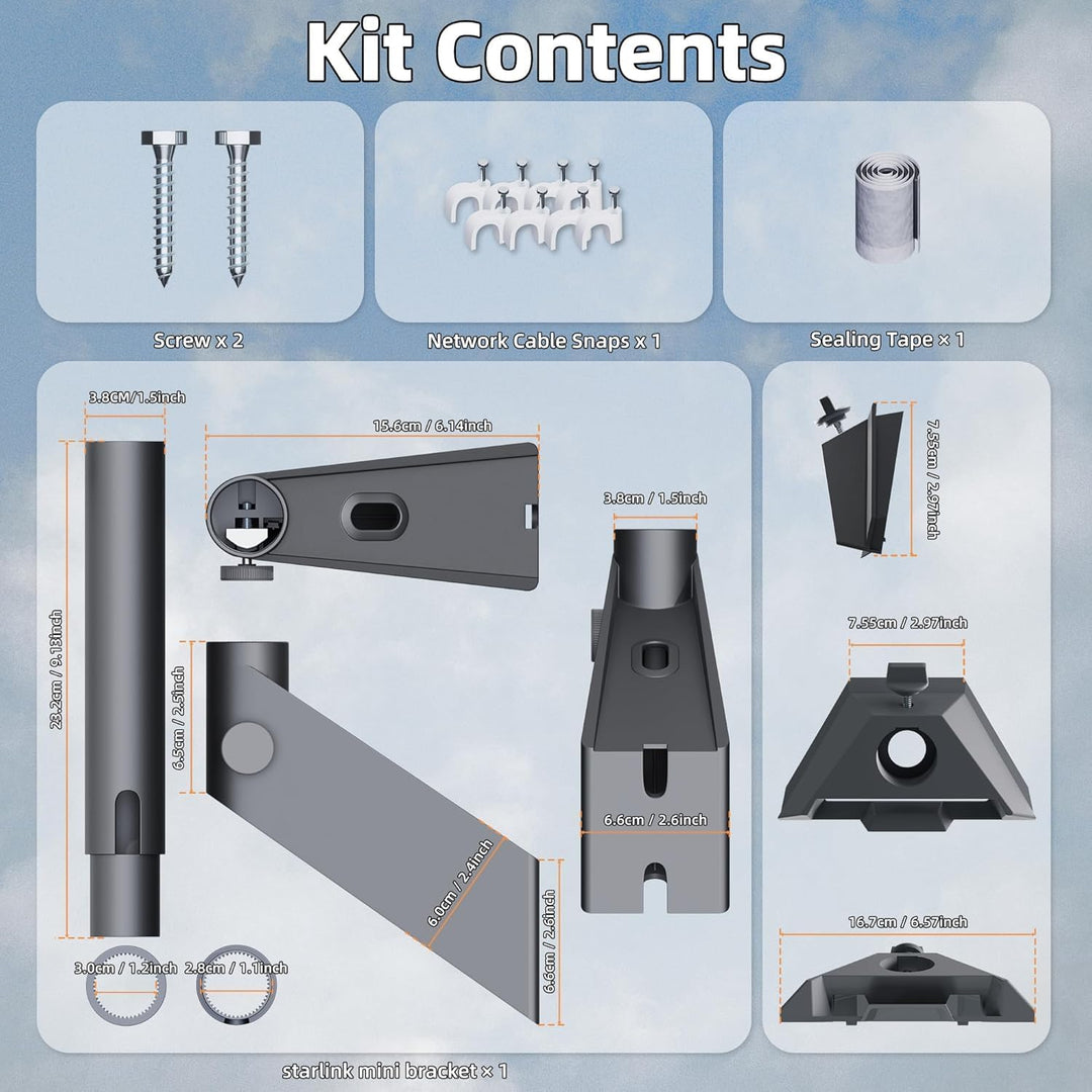 Starlink Mini Wandhalterung – 360° verstellbare Halterung, schweres Aluminium mit Kunststoffadapter,