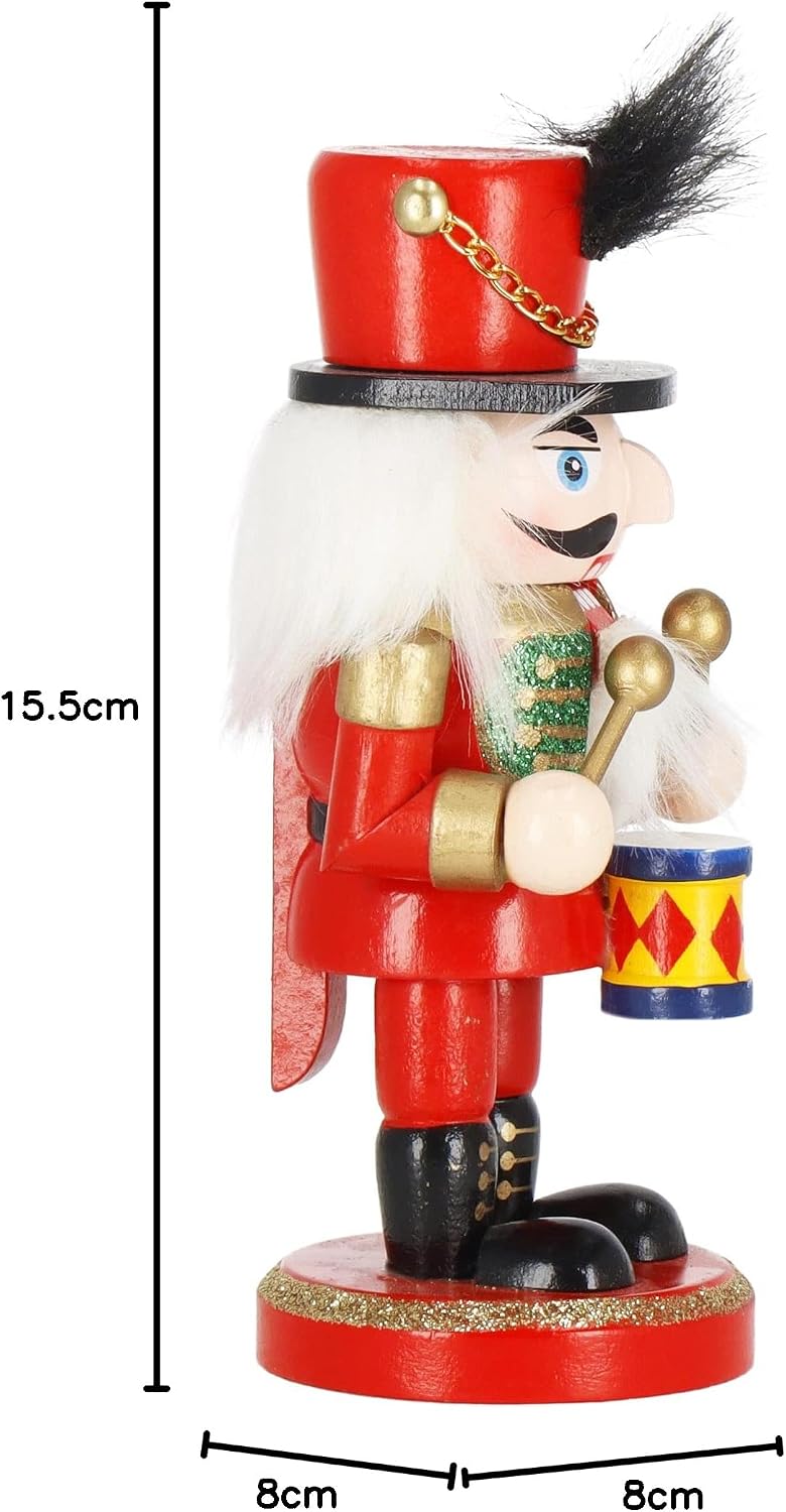 SPRINGOS Dekofigur Nussknacker Figur aus Holz Soldat mit Trommler 15,5 cm Weihnachtsdekoration Holzf