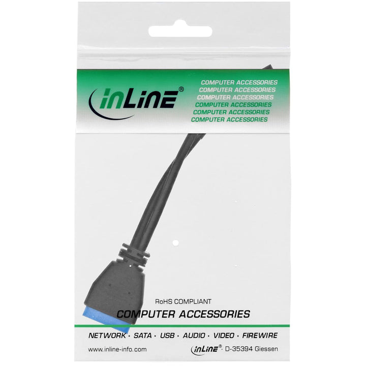 InLine 33449I USB 2.0 zu 3.0 Adapterkabel intern, USB 2.0 Mainboard auf USB 3.0 intern, 0,15m (Packu