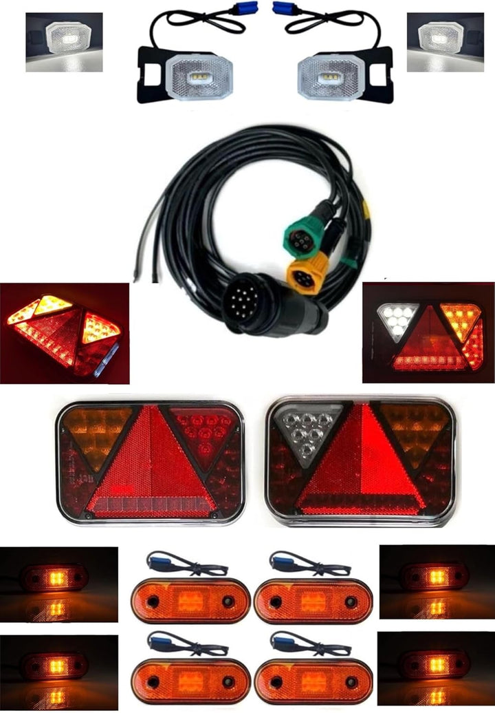 MelTruck® Anhängerbeleuchtung LED Rückleuchten u. Umrissleuchten mit Schnellanschluss 13 polig Kabel