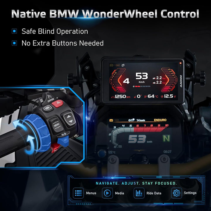 INNOVV N2 Wireless CarPlay & Android Auto for BMW Motorcycle - 6.5-inch Display, IP67 Weatherproof,