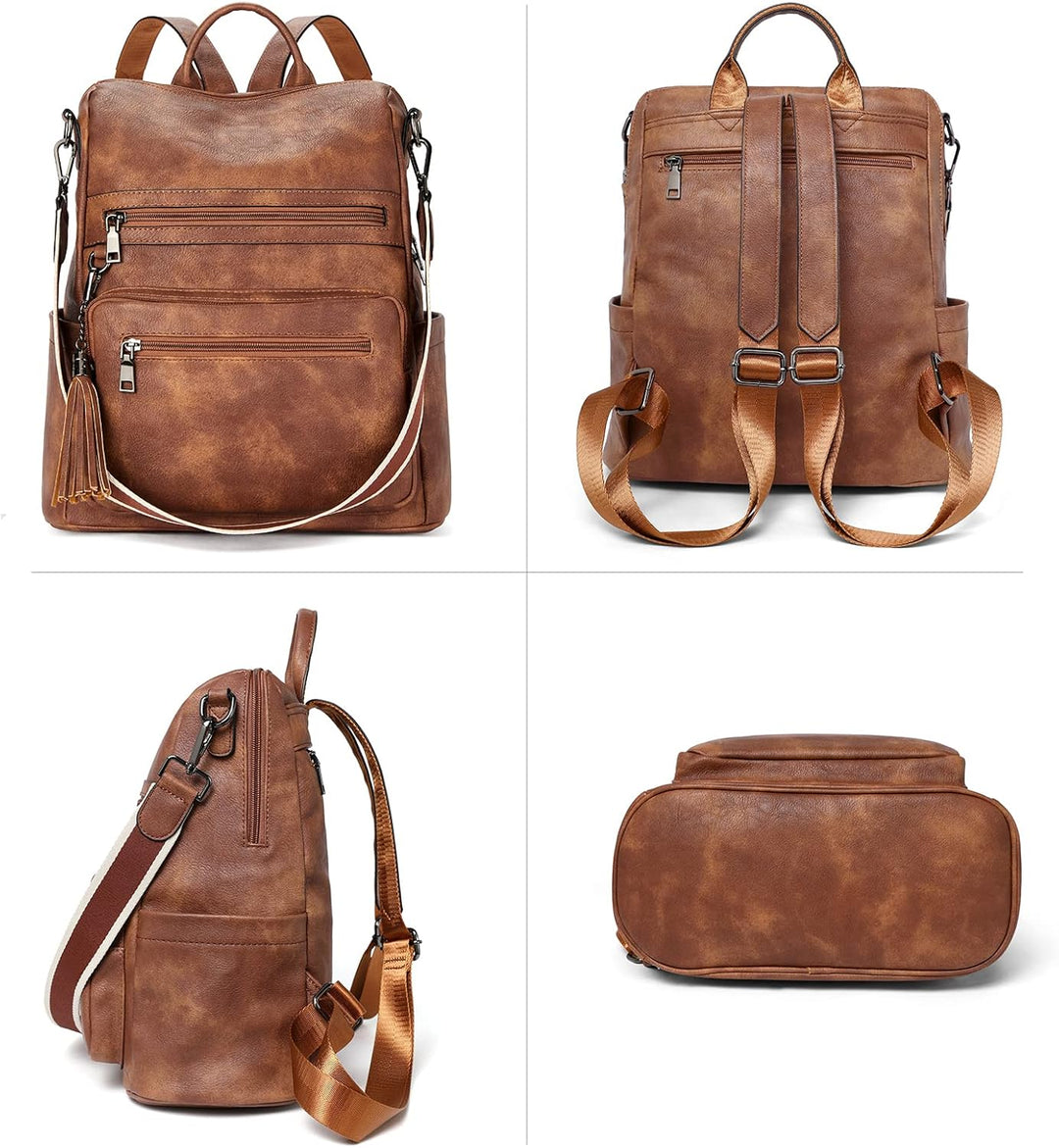 Telena Damen Rucksack Elegant Lederrucksack Freizeitrucksack Rucksack Handtasche 2 in 1 Casual 0-0-b