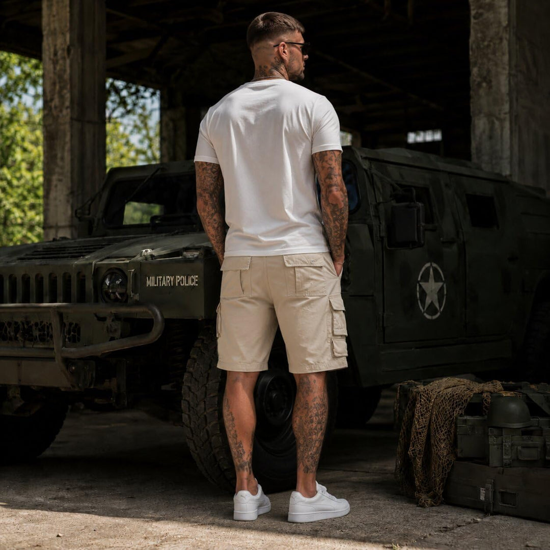 Trooper Herren Cargo Shorts Lightning Edition Bermuda Kurze Hose Vintage (S-7XL) L Old-white, L Old-