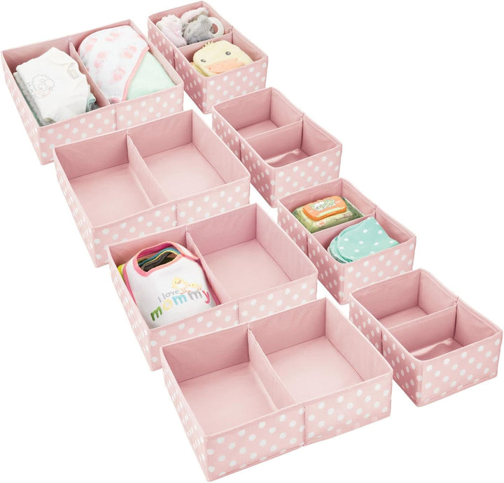 mDesign 4er-Set Aufbewahrungsbox – Organizer in 2 Grössen mit jeweils 2 Fächern fürs Kinderzimmer –