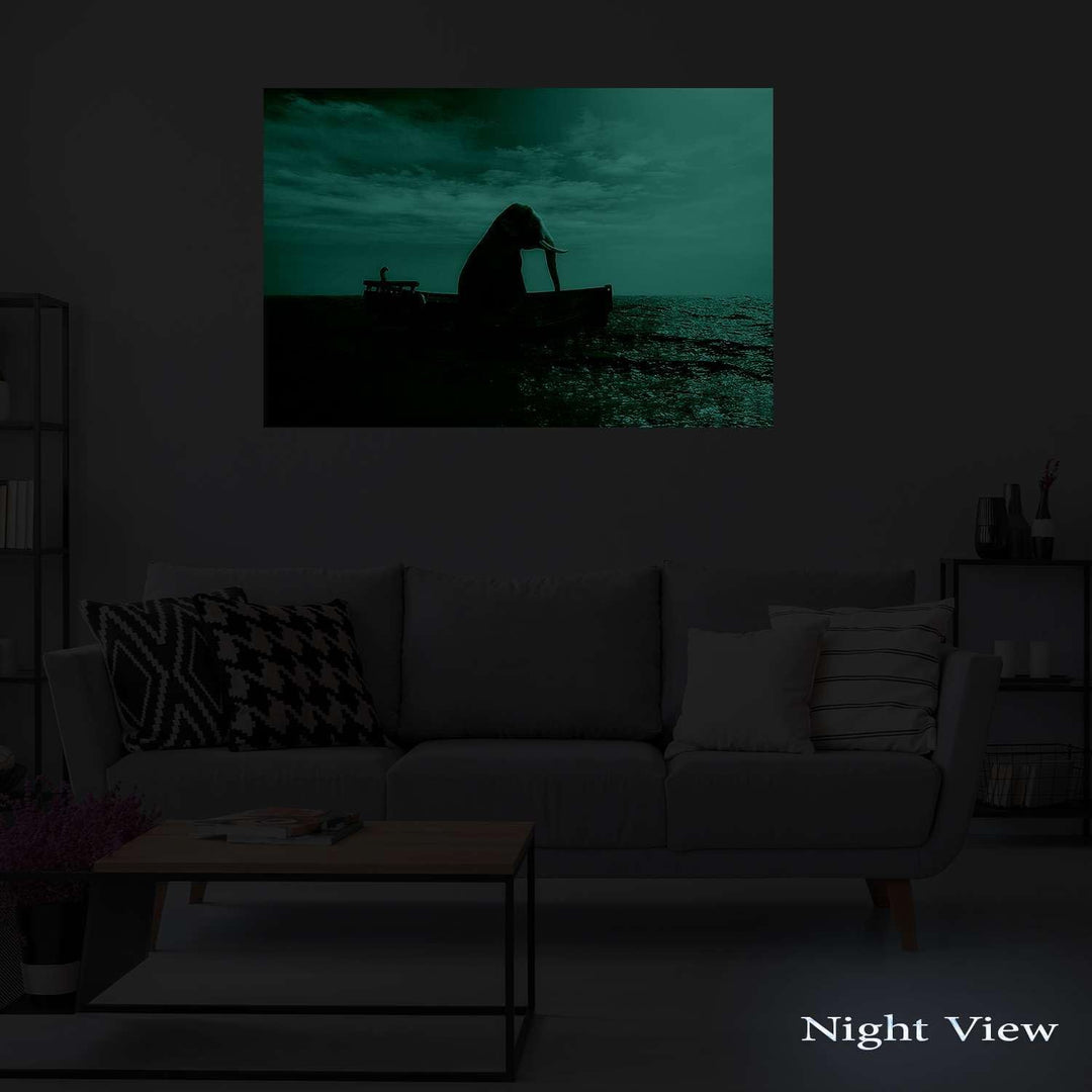 Startonight Bilder Einsamer Elefant auf dem Ozean - Leinwandbilder Moderne Kunst - Tiere Wanddeko Ku