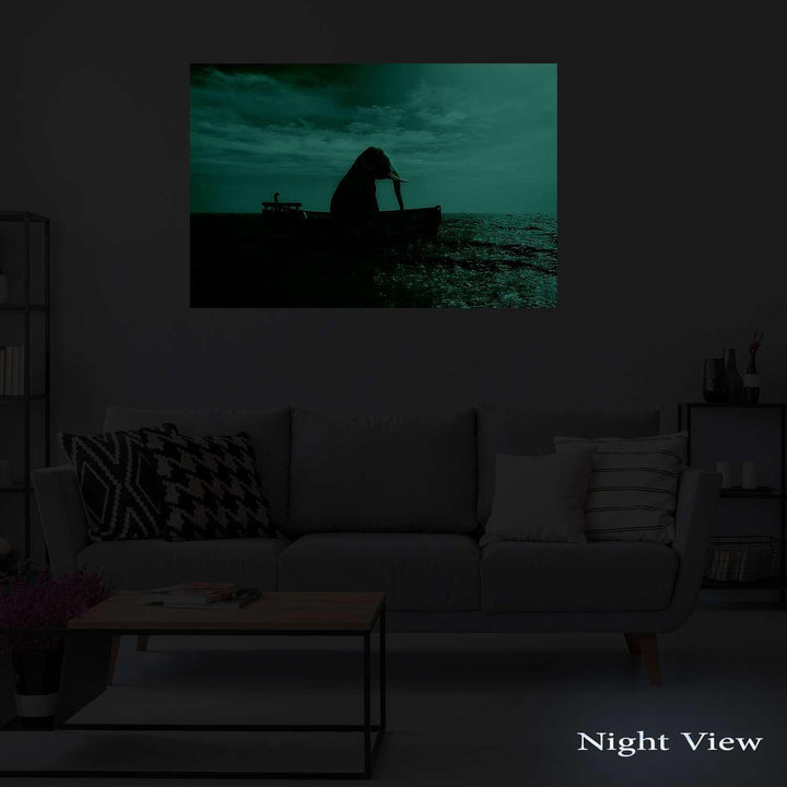 Startonight Bilder Einsamer Elefant auf dem Ozean - Leinwandbilder Moderne Kunst - Tiere Wanddeko Ku