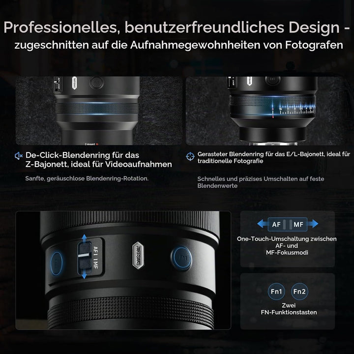 7artisans AF 135mm F1,8 Teleobjektiv für Nikon Z-Mount, Vollformat mit Autofokus, AF/MF, Festbrennwe
