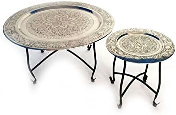 Marokkanischer Tisch Beistelltisch aus Metall Sule ø 40cm rund | Orientalischer runder Teetisch klei