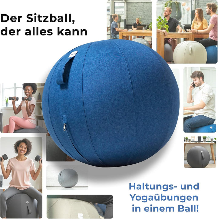 Backerz Sitzball 65 cm - Ergonomische Sitzmöbel für Büro und Heimbüro - Langlebiger Stoff, Gymnastik