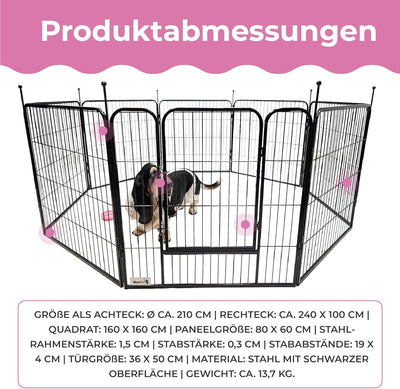 MaxxPet Welpenaufstall 80x80 cm - Freilaufgehe für Hund, Welpen & andere Haustiere - Tierlaufstall -