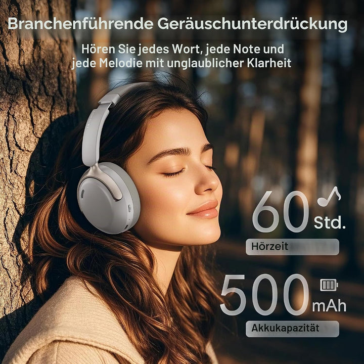 LORELEI QC30 Hybrid-Kopfhörer mit aktiver Geräuschunterdrückung, kabellose Over-Ear-Headsets, 60 Stu