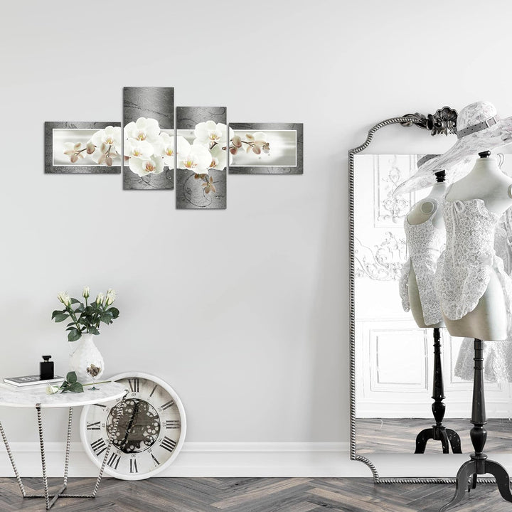 Runa Art Bild Modern Blumen Orchidee - Made in Germany - Wandbilder Abstrakt Grau 4 Teilig 203542c 1