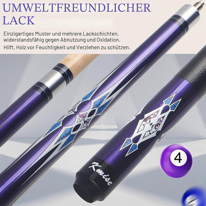 Kmise Pool-Queue-Set – 147 cm Langer Queue, professioneller Billardqueue aus kanadischem Ahorn, für