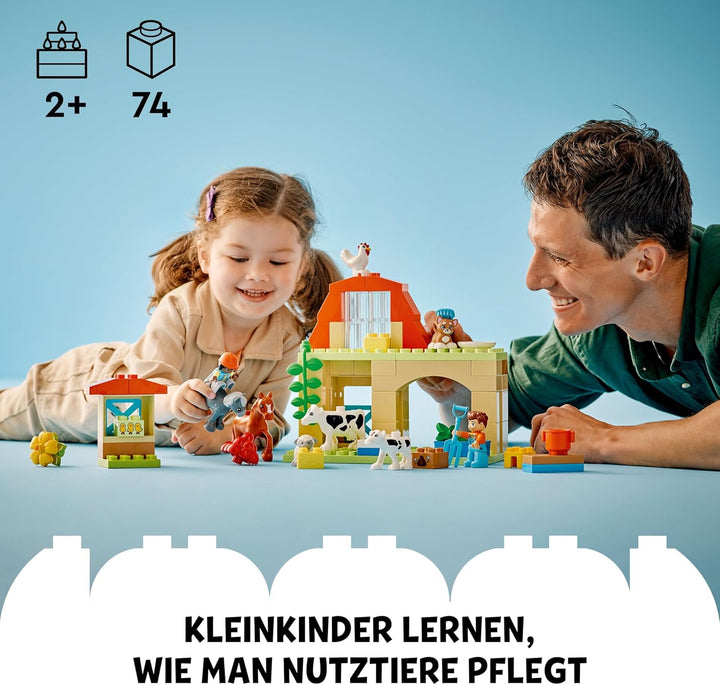 LEGO DUPLO Town Tierpflege auf dem Bauernhof, Spielzeug für Kinder ab 2 Jahre, mit Bauernhoftiere-Fi