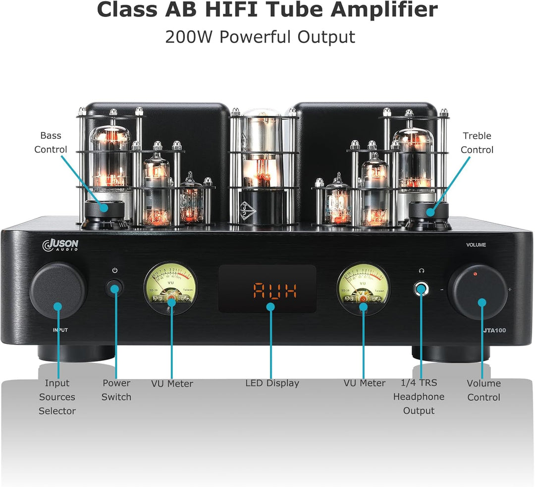 Juson Audio JTA100 2025 200 W Vakuum Röhrenverstärker Integrierter Hybrid mit BT 5.0, OPT AUX,COAX,P