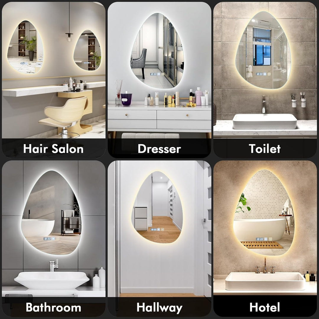 500 * 700mm Spiegel mit Beleuchtung, Asymmetrischer Badspiegel mit Beleuchtung, LED badezimmerspiege