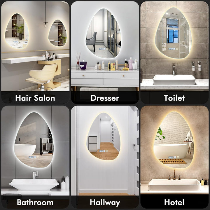 500 * 700mm Spiegel mit Beleuchtung, Asymmetrischer Badspiegel mit Beleuchtung, LED badezimmerspiege