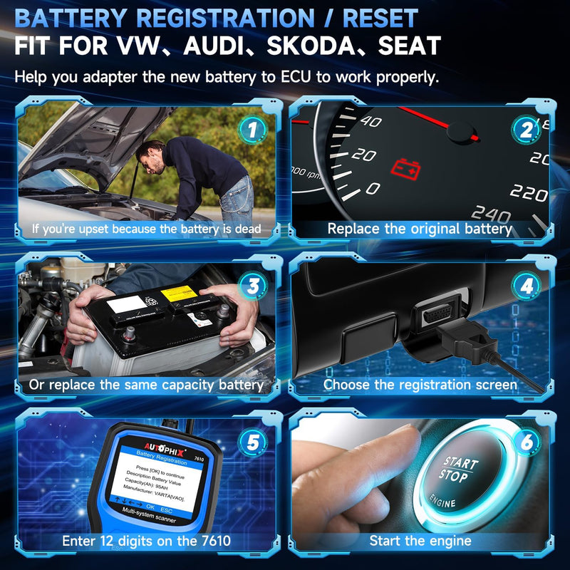 AUTOPHIX 7610 Elite Vollsysteme OBD2 Diagnosegerät Kompatibel mit VW Automotive Full Functions OBD2
