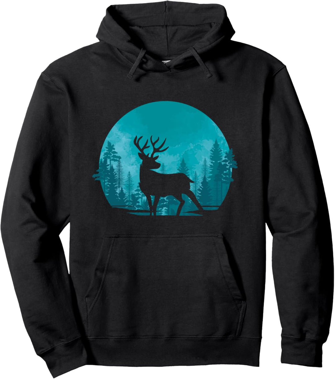 Landschaft Natur Outdoor Baum Wald Hirsch Pullover Hoodie