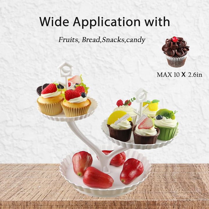 2 Stück Tortenständer, Etagere 3 Etagen Kuchenständer, Wiederverwendbar 3 Etagen Cupcake Dessert Stä