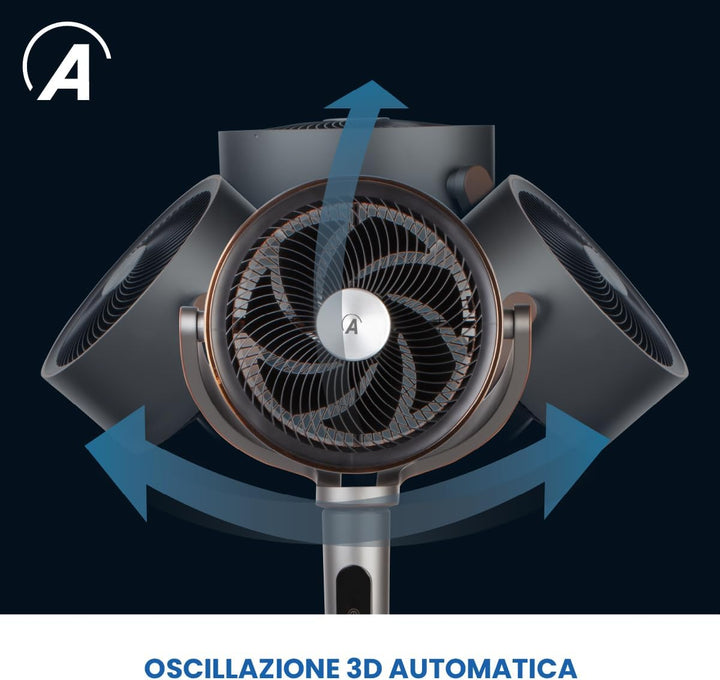Ardes - AR5CIR02 LUMIA Luftumwälzer, 7 Flügel, automatische 3D-Oszillation, LED-Licht, einstellbare