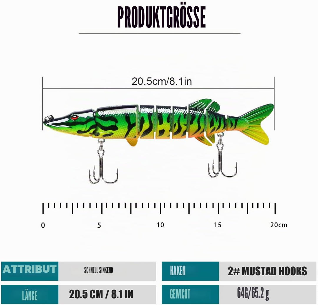 TRUSCEND Angelköder für Süss- und Salzwasser, Lebendiger Schwimmköder für Bass Forelle Crappie, Lang