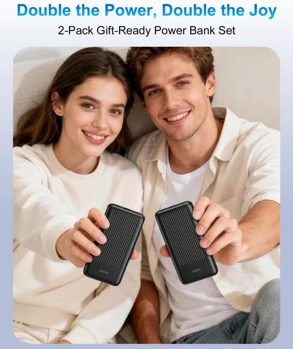 22.5W Power Bank 10000mAh 2 Stück, Akkupack Klein Aber Stark, LED Display kompatibel Externe handyak