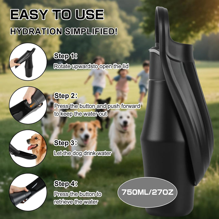 Hundetrinkflasche für Unterwegs - 750ml Trinkflasche Hunde, Auslaufsicher & Robust aus Edelstahl, Va