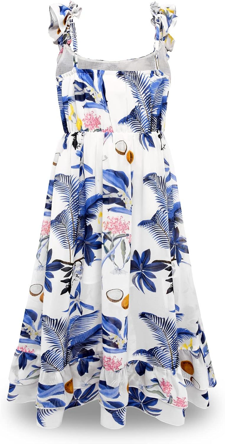 BONNY BILLY Mädchen Kleider Freizeit Blumen Sommerkleid Strandkleid Chiffonkleid Maxikleid mit Rüsch