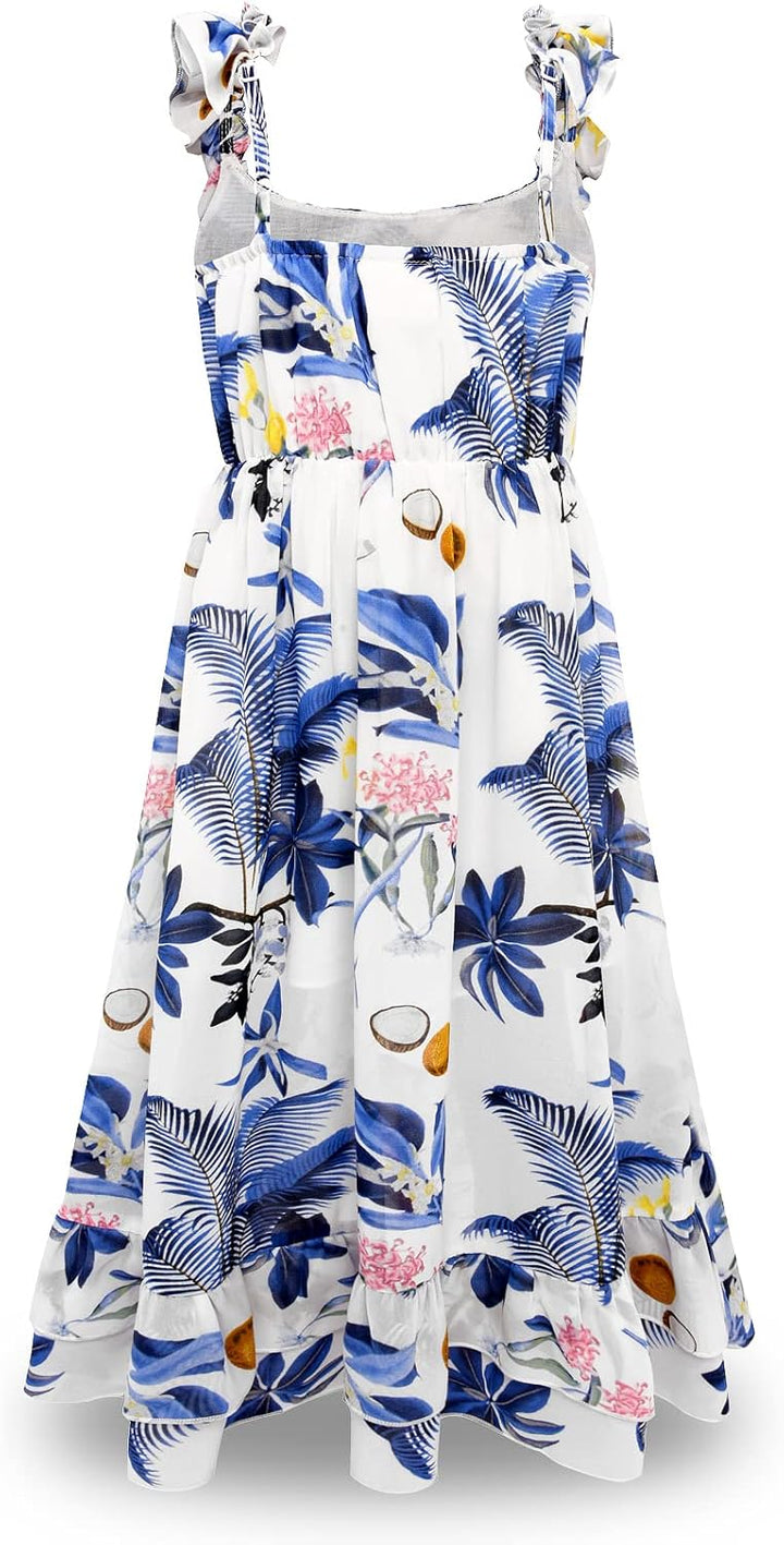 BONNY BILLY Mädchen Kleider Freizeit Blumen Sommerkleid Strandkleid Chiffonkleid Maxikleid mit Rüsch