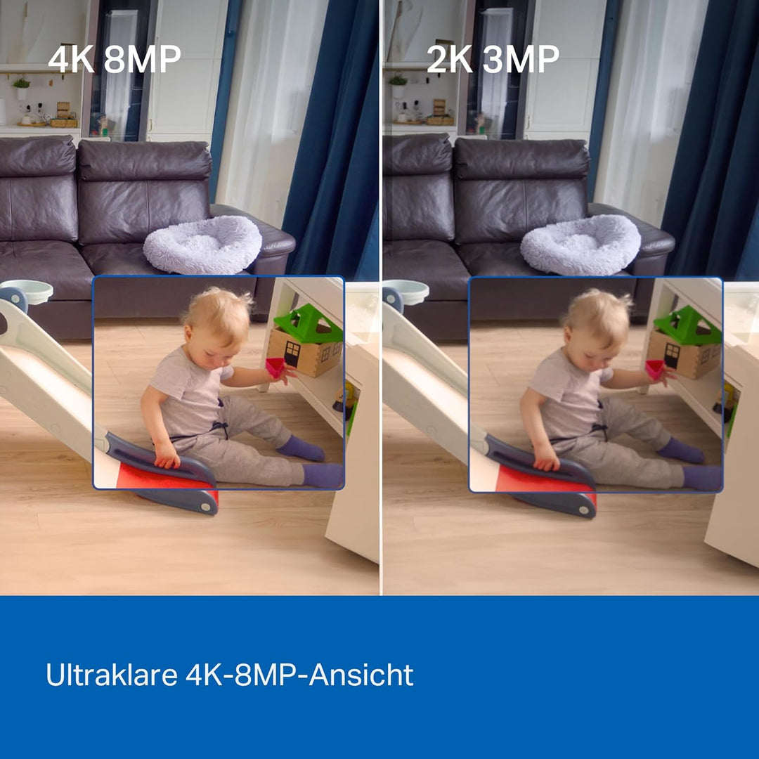 Tapo C260 4K 8MP Überwachungskamera Innen 360°, Lokale KI-Erkennung, Physischer Privatsphärenmodus,