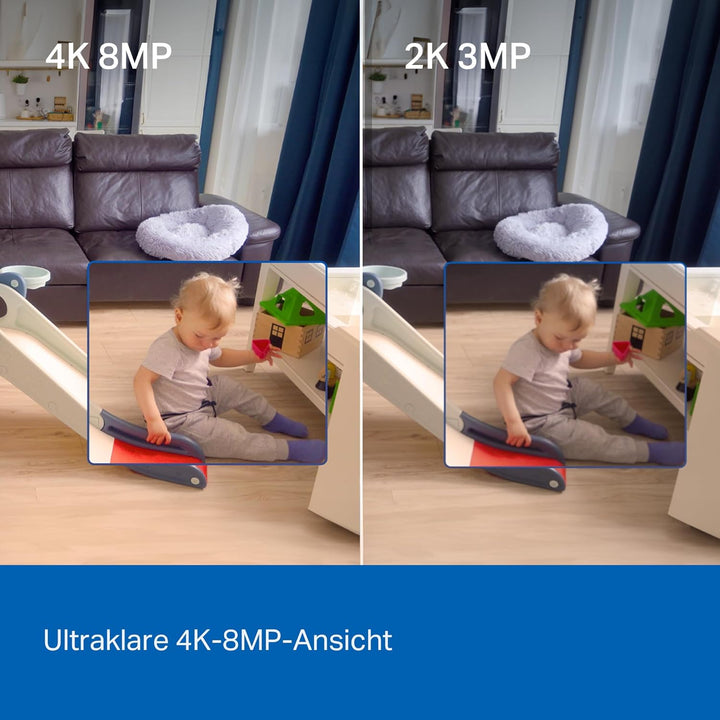Tapo C260 4K 8MP Überwachungskamera Innen 360°, Lokale KI-Erkennung, Physischer Privatsphärenmodus,