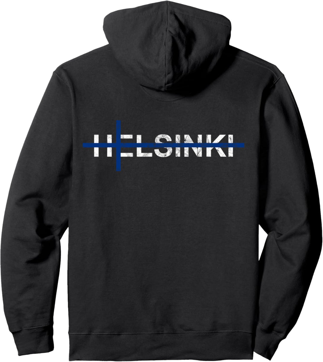 Helsinki Finnland Finnische Flagge Skandinavisches Kreuz Pullover Hoodie