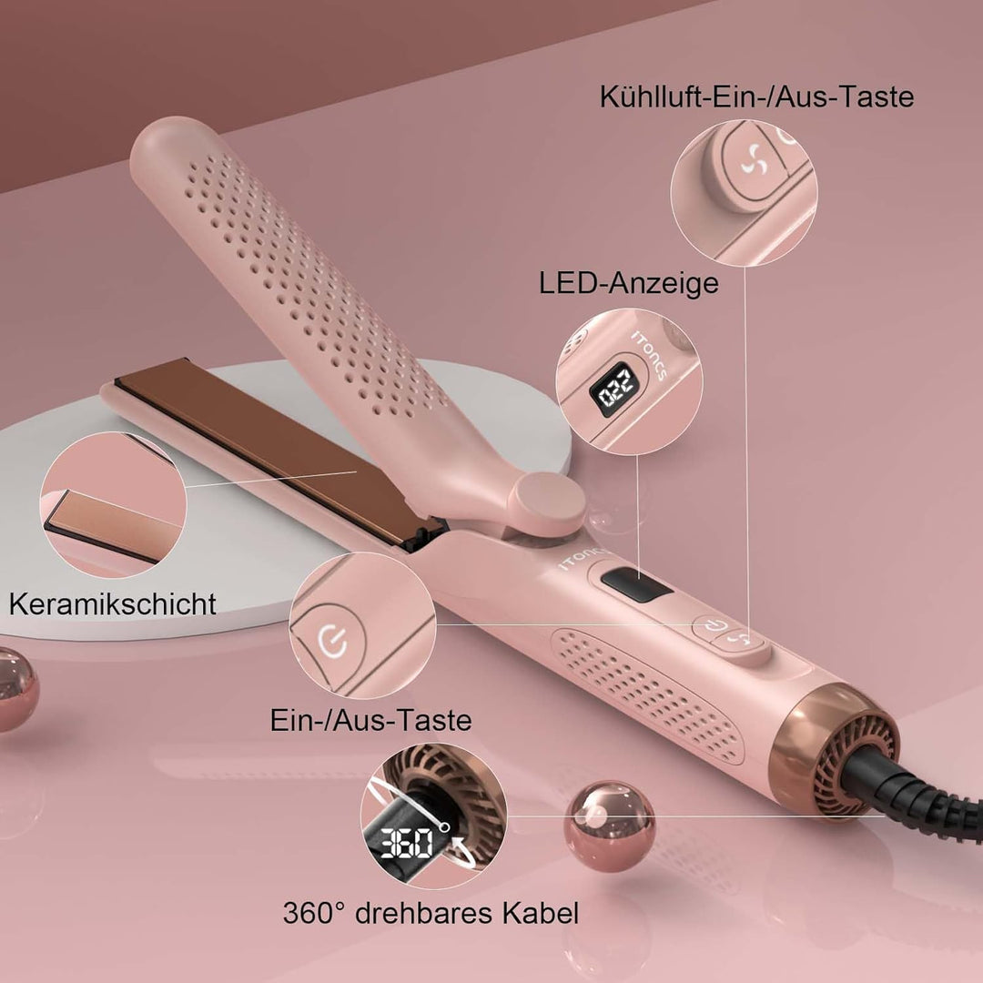 iToncs 2 in 1 Air glätteisen Locken und Glätten mit 360°Kühlluft, Reduziert Hitzeschäden, für schnel