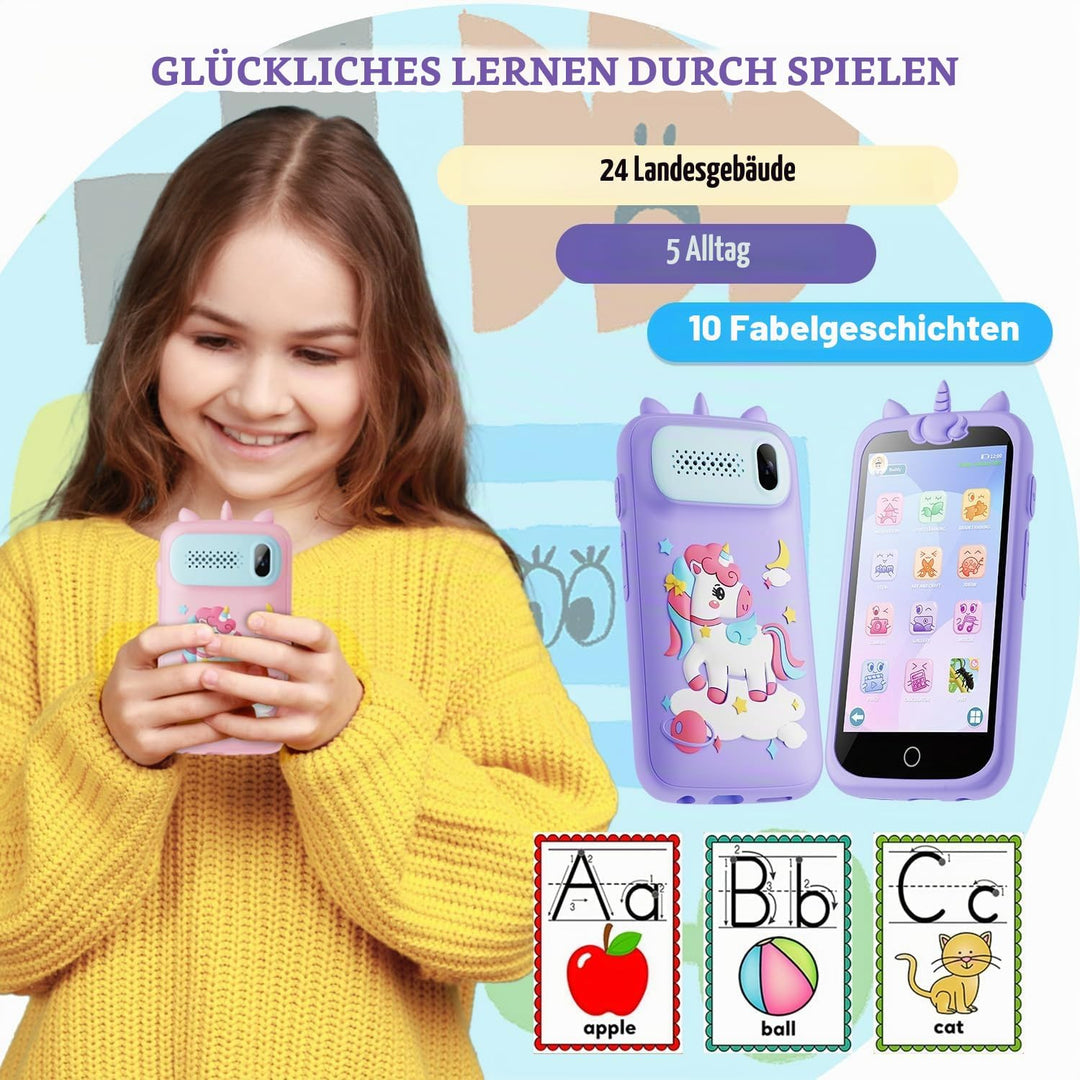 Kinder Handy Smartphone, Pretend Smartphone für Kinder mit Dual Kamera, MP3 Player Jungen Mädchen, G