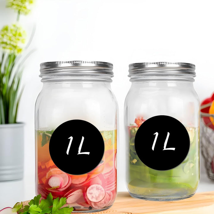 2 Fermentier Set Fermentiergläser 1L mit Fermentiergewichte und Schraubdeckel Gärglas Mason Jars 1 L