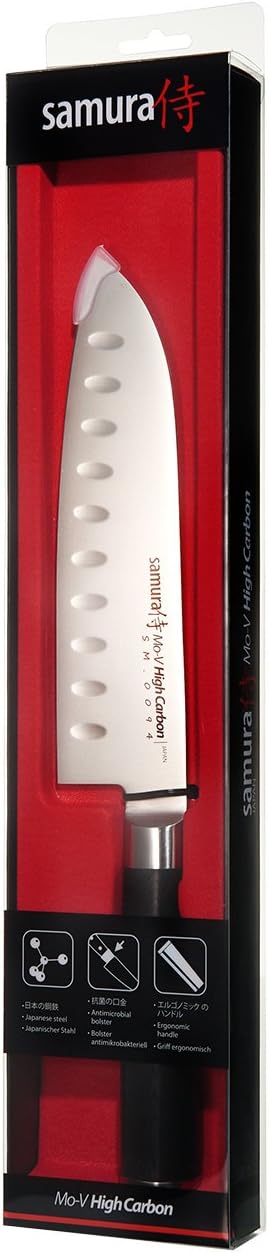 SAMURA MO-V Profi Santokumesser Ultra-scharf, gross, aus japanisch AUS 8 Edelstahl, 18 cm Klinge, mi