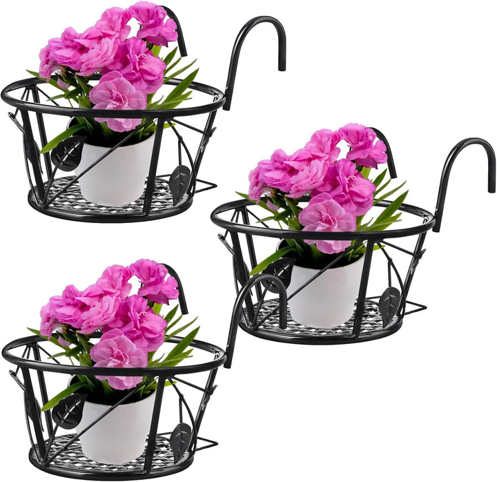 Ledeak 3 Stück Aufhängen Blumentopf Halterung, Geländer Pflanzgefässe Blumentopf Metall Pflanze Korb