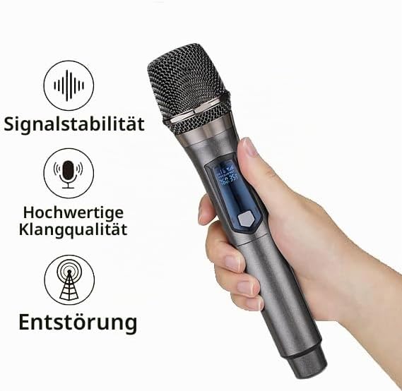 Handfunkmikrofonsystem, Festfrequenz, mit wiederaufladbarem Empfänger, 3,5-mm-Klinkenstecker, für Ka