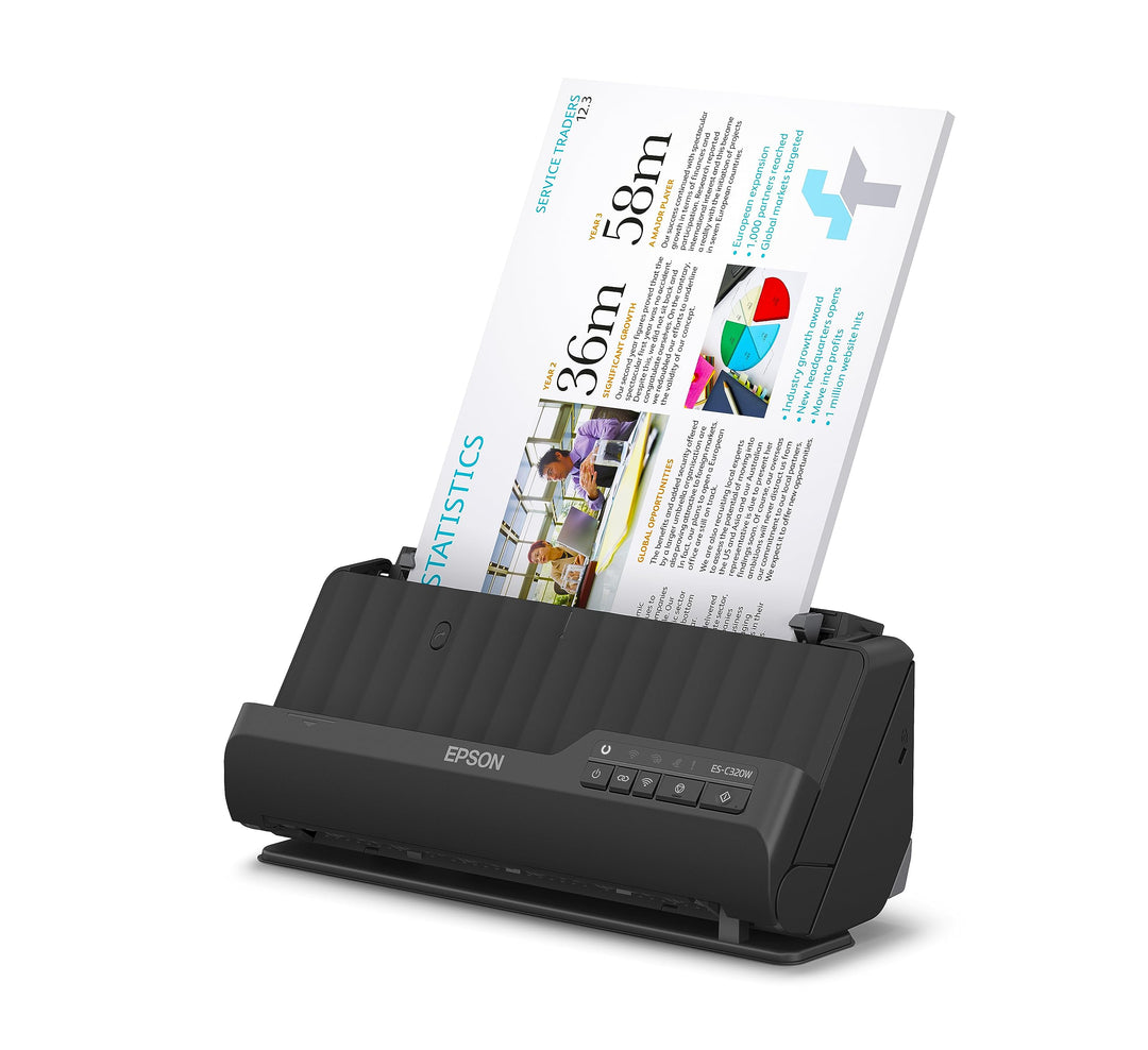 Epson Wi-Fi Scanner ES-C320W, kompakter A4 Business Scanner mit geringem Stromverbrauch, Duplex-Einz