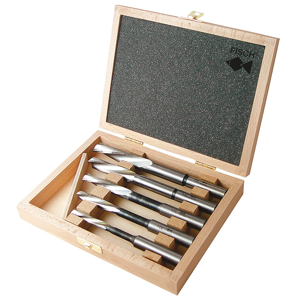 Langlochbohrer Set 5-tlg. - gedrehte Ausführung - linkslaufend Ø 8-16 mm, Schaft 16 mm in einer Holz