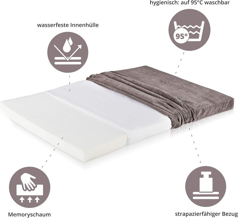 ONVAYA® Hundekissen aus Memory Foam | orthopädisch | 95 Grad waschbar | grau | Hundebett Grösse S |