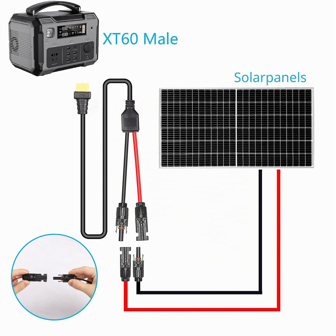 CERRXIAN 6FT Solarstecker auf XT60-Adapter-Verlängerungskabel, 14AWG XT60-Buchse auf Solarpanel-Stro