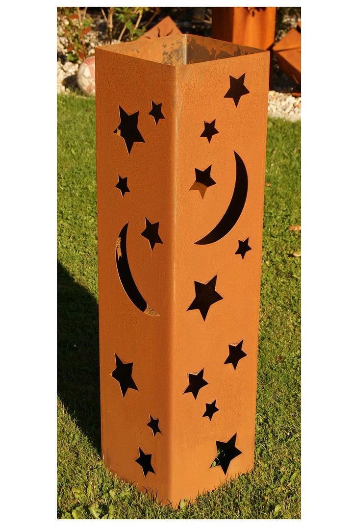Feuersäule Sternenzauber Edelrost Rost Metall Gartendeko Garten Stele Fackel Feuer Säule