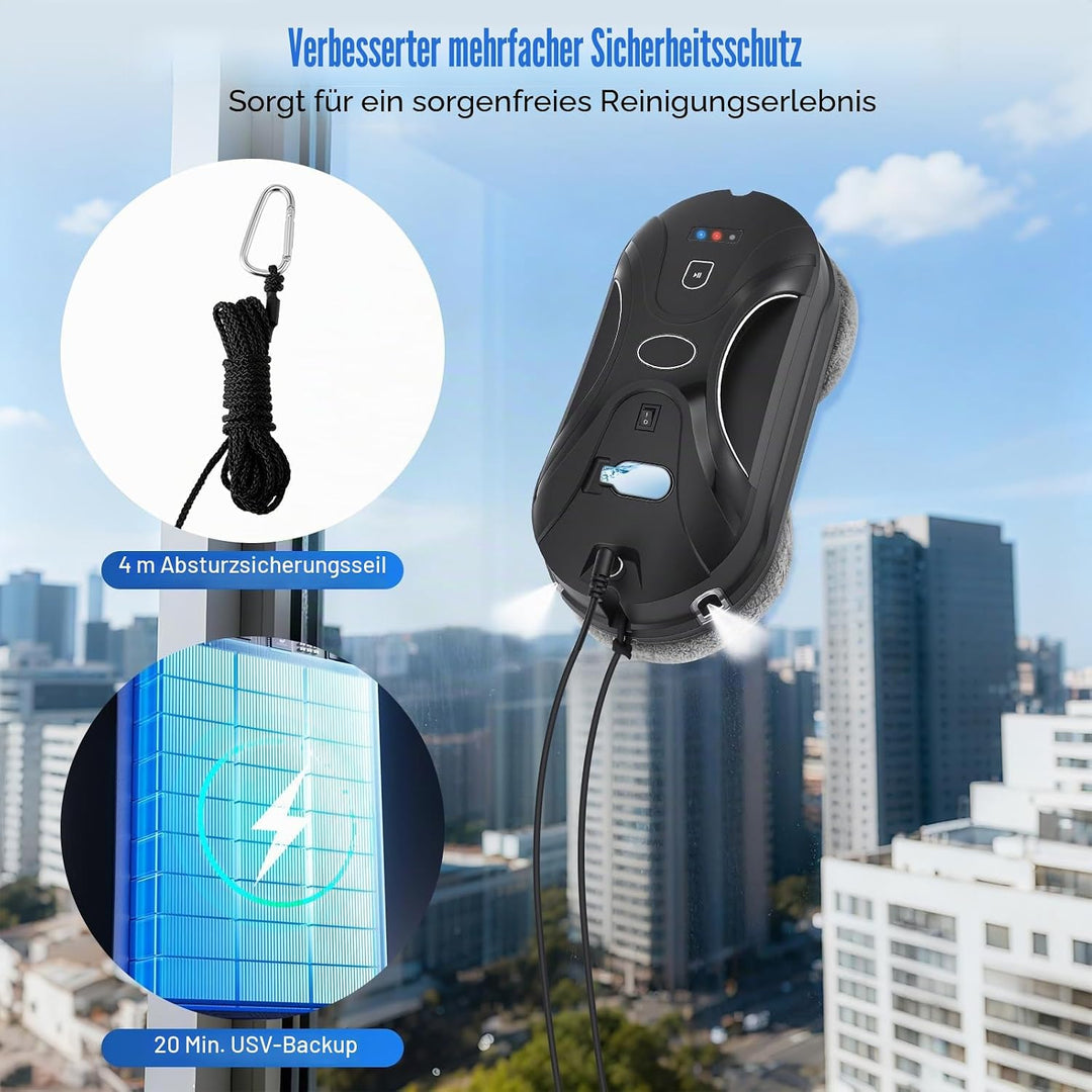 Fensterputzroboter,5600pa Fensterroboter,Elektrischer Fensterputzer Mit Sprühwasser,3 Reinigungsmodi